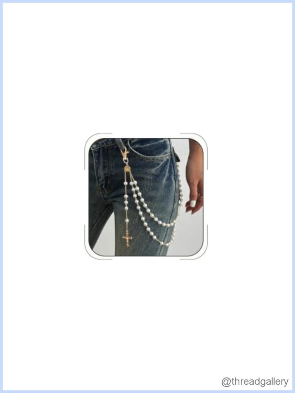 Gold Plated Titanium Pants Chain Cross Pendant Wallet Chain Body Jewelry